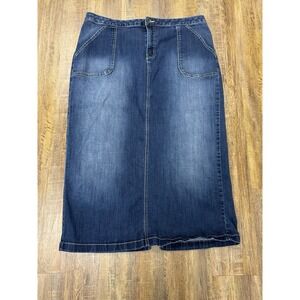 Est 1946 Denim 12 Long Maxi Jean Skirt Modest Church Home School Back Slit